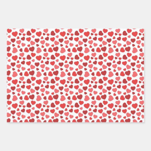Herz-Muster, rote Herzen, Herz-Muster Geschenkpapier Set (Vorderseite)