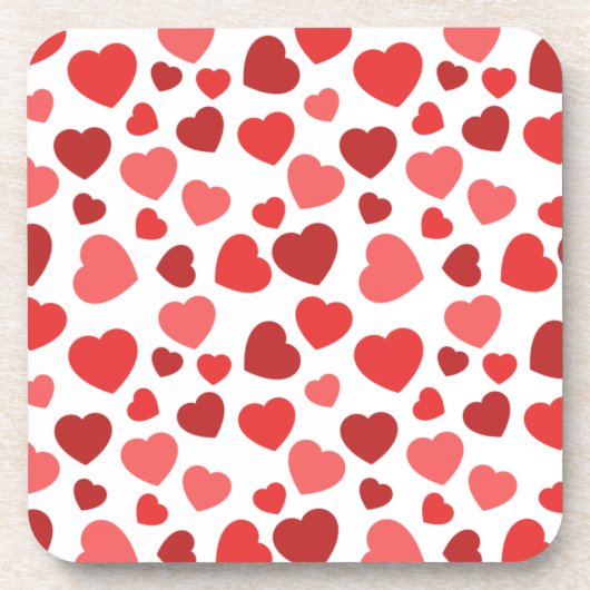 Herz-Muster, rote Herzen, Herz-Muster Getränkeuntersetzer (Vorderseite)