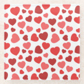 Herz-Muster, rote Herzen, Herz-Muster Glasuntersetzer (Vorderseite)