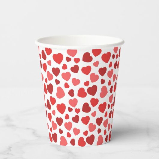 Herz-Muster, rote Herzen, Herz-Muster Pappbecher (Rückseite)