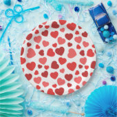 Herz-Muster, rote Herzen, Herz-Muster Pappteller (Party)