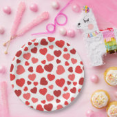 Herz-Muster, rote Herzen, Herz-Muster Pappteller (Party)