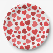 Herz-Muster, rote Herzen, Herz-Muster Pappteller (Vorderseite)