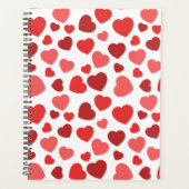 Herz-Muster, rote Herzen, Herz-Muster Planer (Vorderseite)