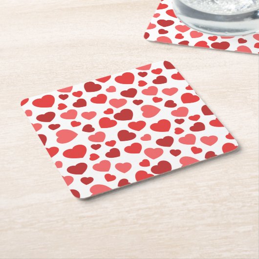 Herz-Muster, rote Herzen, Herz-Muster Rechteckiger Pappuntersetzer (angewinkelt)