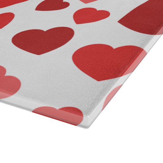 Herz-Muster, rote Herzen, Herz-Muster Schneidebrett (Ecke)