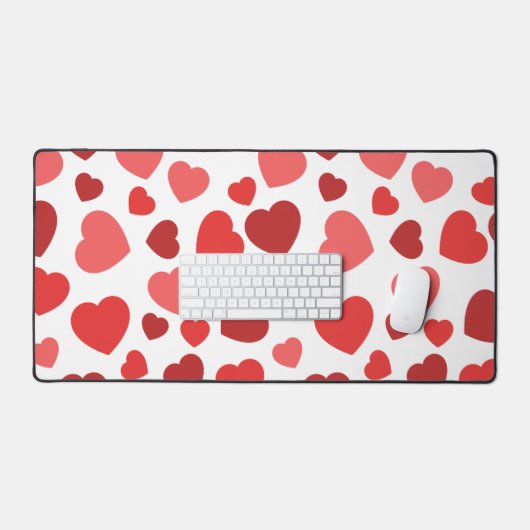 Herz-Muster, rote Herzen, Herz-Muster Schreibtischunterlage (Tastatur & Maus)