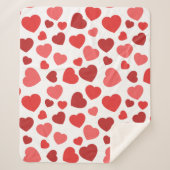 Herz-Muster, rote Herzen, Herz-Muster Sherpadecke (Vorderseite)