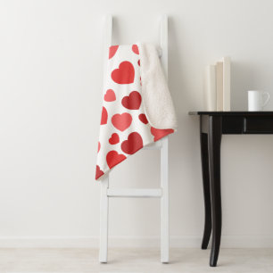 Herz-Muster, rote Herzen, Herz-Muster Sherpadecke