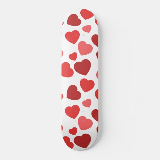 Herz-Muster, rote Herzen, Herz-Muster Skateboard (Vorderseite)