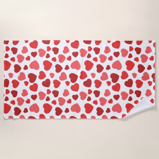 Herz-Muster, rote Herzen, Herz-Muster Strandtuch (Vorderseite)