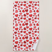 Herz-Muster, rote Herzen, Herz-Muster Strandtuch (Vorderseite)