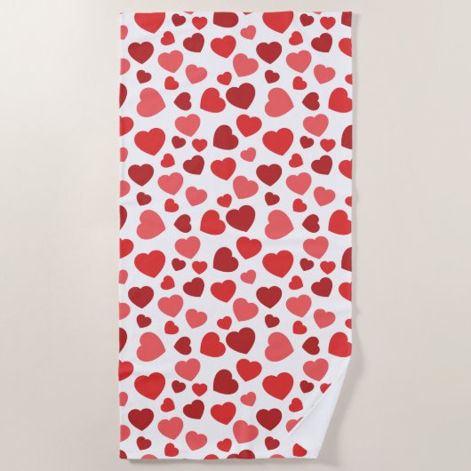 Herz-Muster, rote Herzen, Herz-Muster Strandtuch (Vorderseite)
