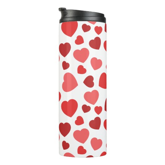 Herz-Muster, rote Herzen, Herz-Muster Thermosbecher (Nach rechts gedreht)