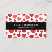 Herz-Muster, rote Herzen, Herz-Muster Visitenkarte (Vorderseite)