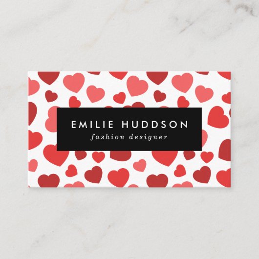 Herz-Muster, rote Herzen, Herz-Muster Visitenkarte (Vorderseite)