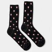 Herz Muster Schwarz Rosa Iridescent Niedlich Hübsc Socken (Rechts)