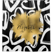 Herz-Muster und Goldene Foil Duschvorhang (Vorderseite)