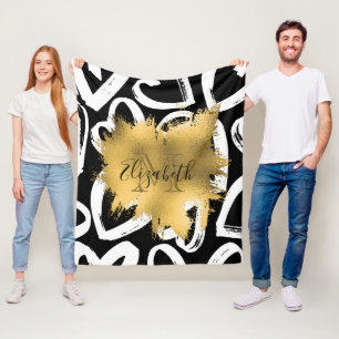 Herz-Muster und Goldene Foil Fleecedecke