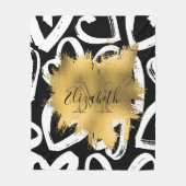 Herz-Muster und Goldene Foil Fleecedecke (Vorderseite)