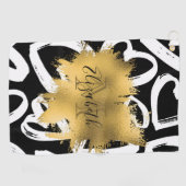 Herz-Muster und Goldene Foil Golfhandtuch (Horizontal)