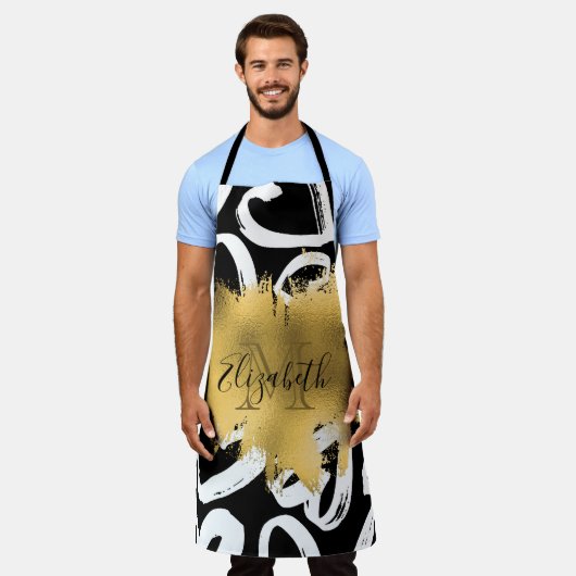 Herz-Muster und Goldene Foil Schürze (Getragen)