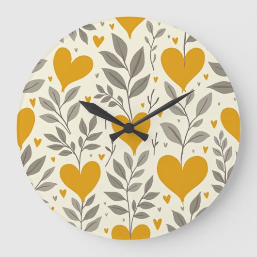 Herz-Muster Wall-Uhr Große Wanduhr (Vorderseite)