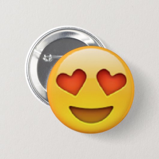 Herz mustert Emoji Knopf Button (Vorne & Hinten)
