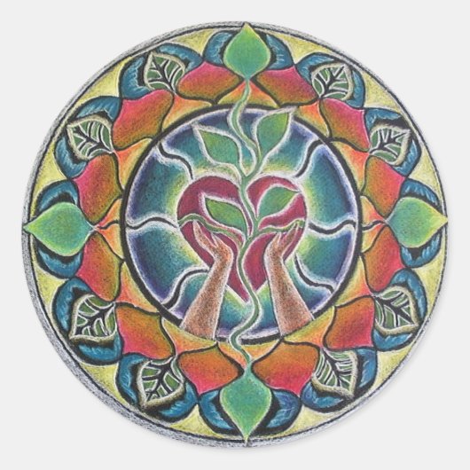 Herz nährt Mandala Sticker (Vorderseite)