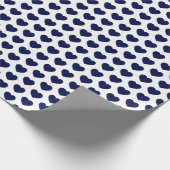 Herz, Navy Blau auf weißem Umschlagpapier Geschenkpapier (Ecke)