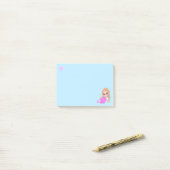 Herz & Niedliche Fairy mit Daisy on Light Blue Post-it Klebezettel (Auf Schreibtisch)
