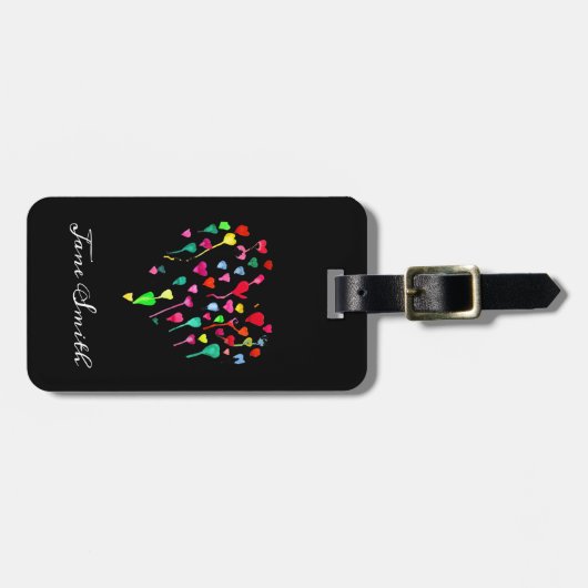 Herz niedliche farbenfrohe Herzkunst Gepäckanhänger (Vorderseite horizontal)