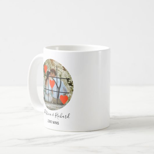Herz Niedliche Liebe gewinnt Foto Valentine Kaffeetasse (Vorderseite Links)