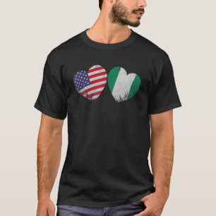 Herz Nigerias amerikanische Flagge Patriotische Fa T-Shirt