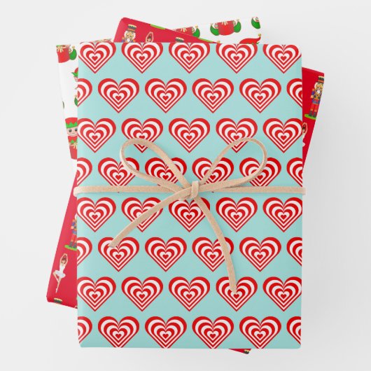 Herz, Nutcracker und Weihnachtself Geschenkpapier Set (Beispiel)