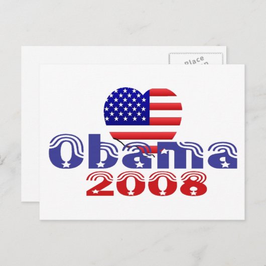 'Herz' Obama 2008 Postcard Postkarte (Vorne/Hinten)