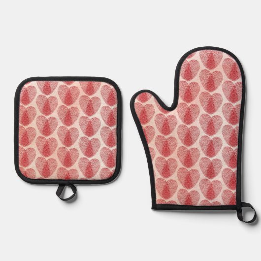 Herz Ofenhandschuh & Topflappen-Set (Vorderseite)