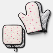 Herz Ofenhandschuh & Topflappen-Set (Vorderseite/Rückseite)