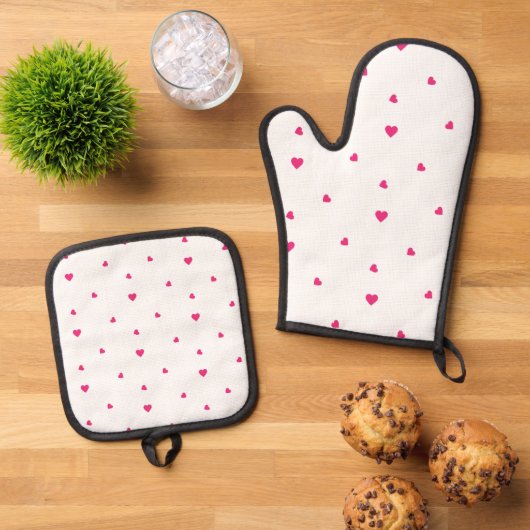 Herz Ofenhandschuh & Topflappen-Set (Oben Unten)