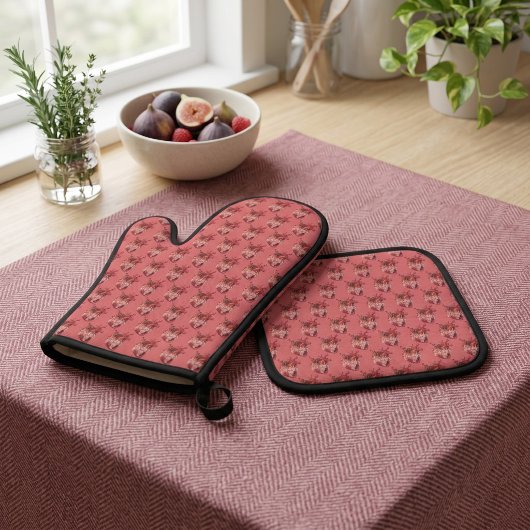 Herz Ofenhandschuh & Topflappen-Set