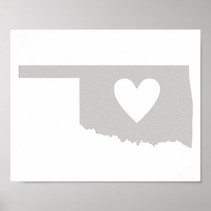 Herz-Oklahoma-Staats-Silhouette Poster