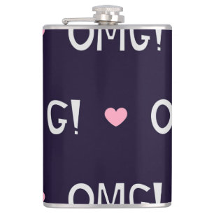 Herz, OMG-Text, niedliches Muster Flachmann