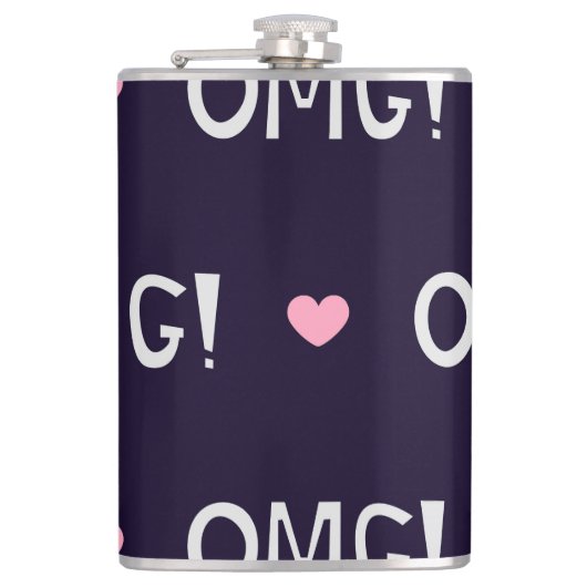 Herz, OMG-Text, niedliches Muster Flachmann (Vorderseite)