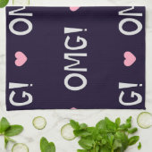 Herz, OMG-Text, niedliches Muster Geschirrtuch (Gefaltet)
