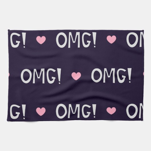 Herz, OMG-Text, niedliches Muster Geschirrtuch (Horizontal)