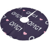 Herz, OMG-Text, niedliches Muster Polyester Weihnachtsbaumdecke (Schrägansicht)