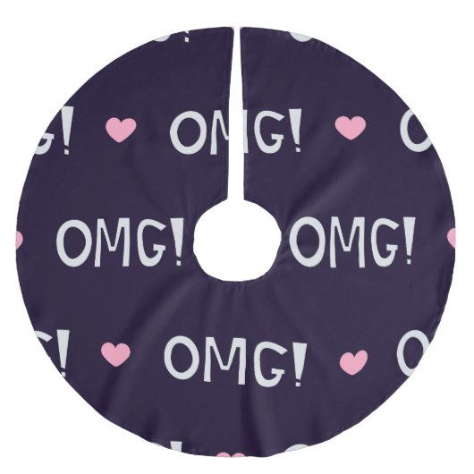 Herz, OMG-Text, niedliches Muster Polyester Weihnachtsbaumdecke (Vorderseite)