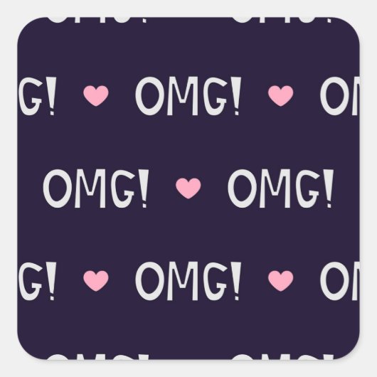 Herz, OMG-Text, niedliches Muster Quadratischer Aufkleber (Vorderseite)