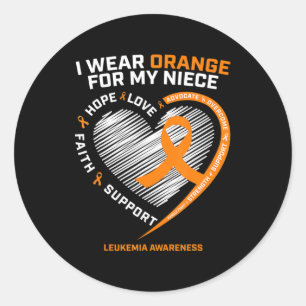 Herz Orange Band für meine Nichte Leukämie Auszeic Runder Aufkleber