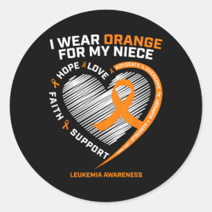 Herz Orange Band für meine Nichte Leukämie Auszeic Runder Aufkleber